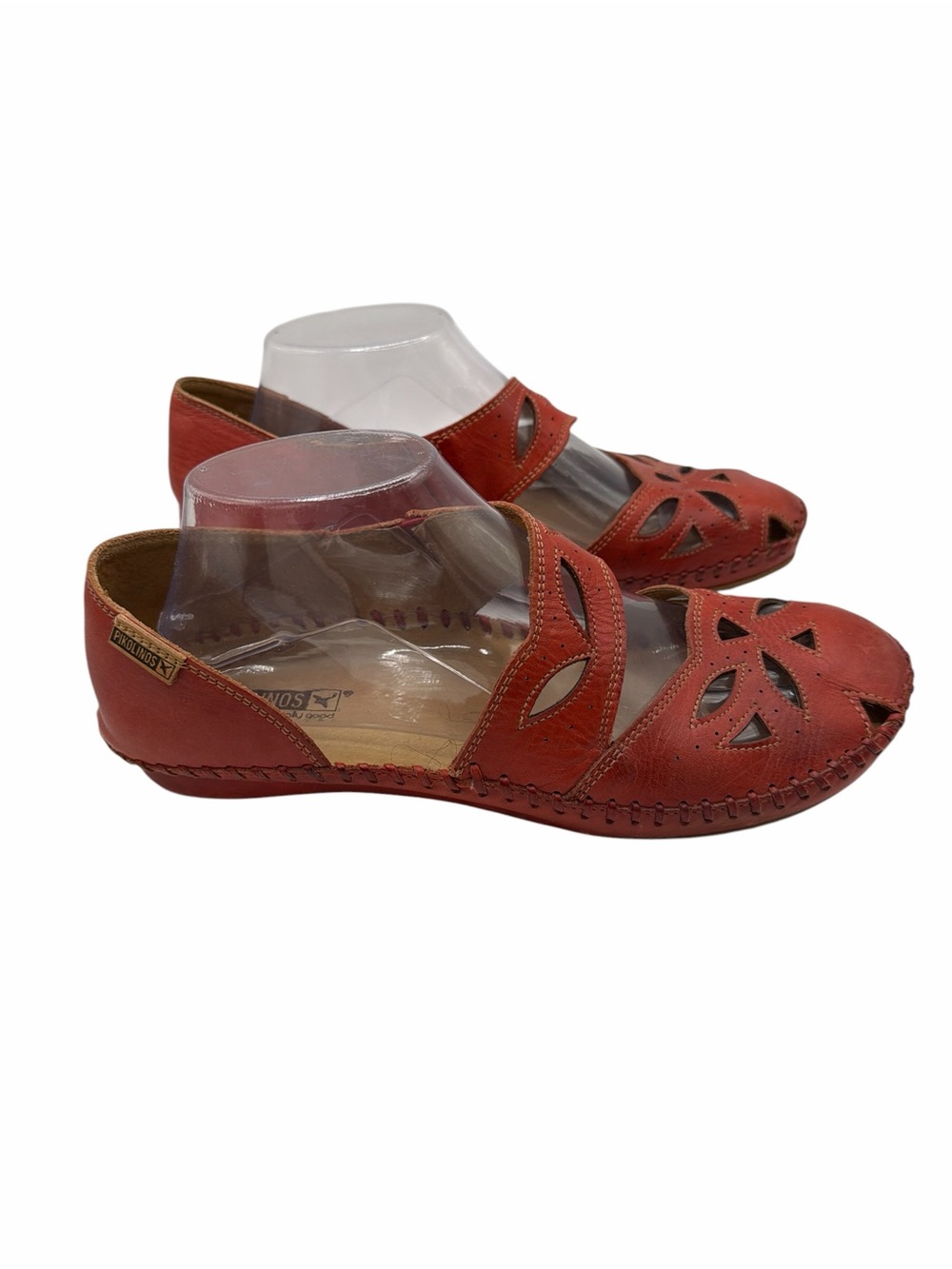 PIKOLINOS Red Leather Cutout Slip-On Flats - Size 40 - Picture 3 of 7